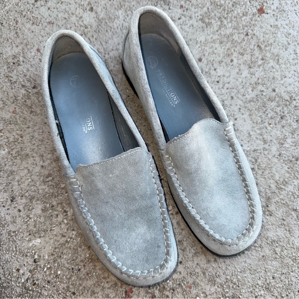 Vintage Grey Suede Loafers